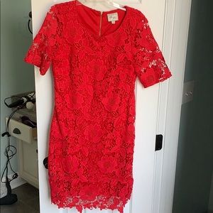 Gorgeous Red Lace Dress NWOT Beige by ECI
